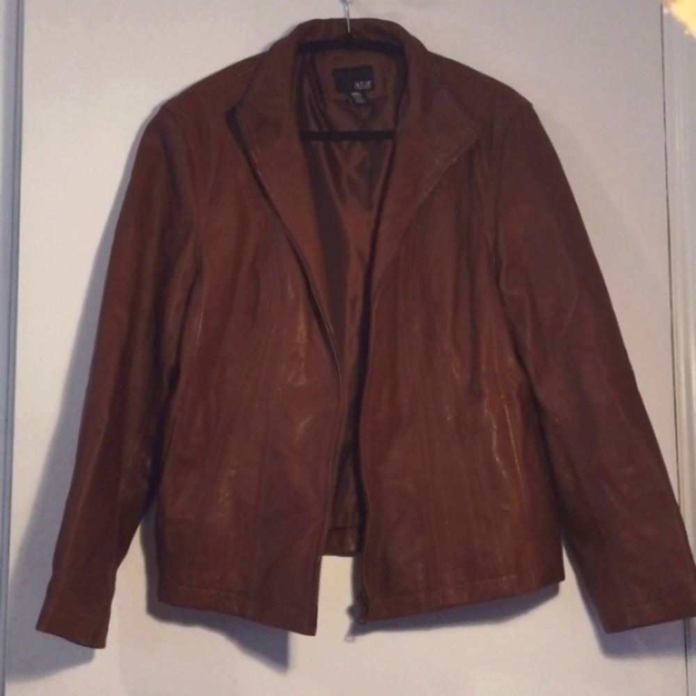 a.n.a. Brown Leather Jacket Size L